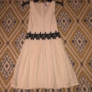 Cream Lace dress with Black detail